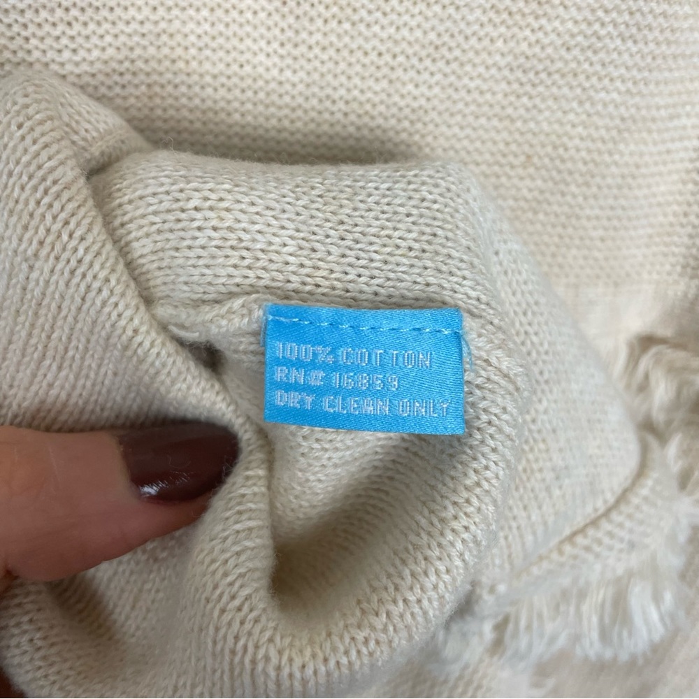 J.McLaughlin Cream Cotton Knit Fringe Sweater - Picture 4 of 5
